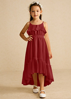 Azazie Karmen Flower Girl Dresses Rust A-Line Ruched Chiffon Dress image5