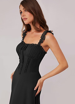 Barbie ♥ Azazie Bridesmaid Dresses Black A-Line Sweetheart Neckline Chiffon Dress image5