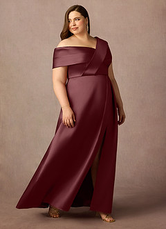Azazie Marissa Mother of the Bride Dresses Cabernet A-Line Pleated Mikado Dress image9