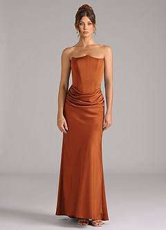 Azazie Debby Bridesmaid Dresses Cinnamon Mermaid Strapless Stretch Satin Convertible Dress image5