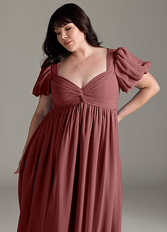 Azazie Madisynn Maternity Bridesmaid Dresses Bow Chiffon Floor-Length Dress image9