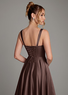 Azazie Azaria Bridesmaid Dresses Ganache A-Line Corset Stretch Satin Dress image2