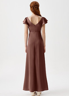 Azazie Omari Junior Robe Trapèze en Satin extensible Plissée Expresso image7