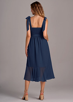 Azazie Deb Robes de demoiselle d'honneur Robe Trapèze Convertible en Mousseline de soie avec poches Bleu Marine Foncé image6
