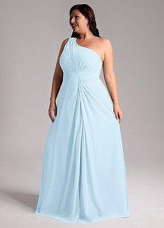 Azazie Brooke Bridesmaid Dresses Sky Blue A-Line One Shoulder Chiffon Dress image12