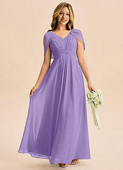 Azazie Emma Junior Robe Trapèze en Mousseline de soie Plissée Tahiti image1