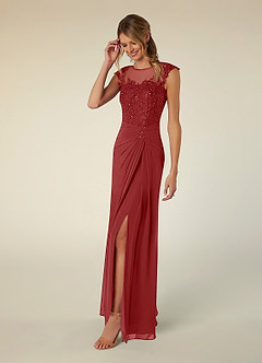 Azazie Libby Mother of the Bride Dresses Rust A-Line Scoop Sequins Chiffon Dress image3