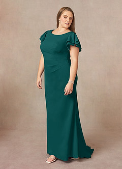 Azazie Peppermint Mother of the Bride Dresses Peacock Mermaid Scoop Ruched Stretch Crepe Dress image9