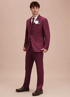 front Ethan Bourgondië Verfijnd geweven colbert