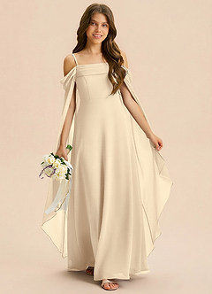 Azazie Moana Junior Linia A Pofałdowany Szyfon Długość podłogi Młodsza druhna Sukienka image3