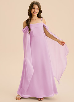 Azazie Moana Junior Linia A Pofałdowany Szyfon Długość podłogi Młodsza druhna Sukienka image6