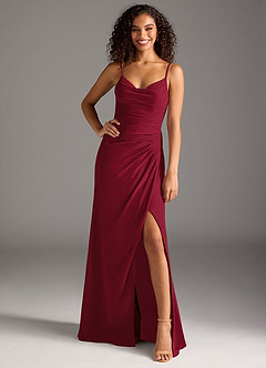 Azazie Deandra Bridesmaid Dresses Burgundy Mermaid Pleated Chiffon Dress image1