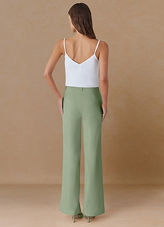 front Marina Staubiger Salbeigrün Hose mit geradem Bein und feinem Webmuster