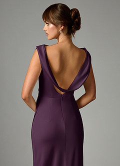Azazie Kieryn Robes de demoiselle d'honneur Robe Sirène en Satin extensible Plissée Prune image2