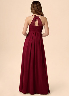 Azazie Ginny Junior A-Linie Plissee Chiffon Kleid Burgunderrot image4