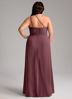Azazie Eren Vestidos de madrinha de casamento Vestido Sangria de Chiffon de Bainha com Um ombro image9