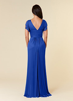Azazie Reneya Mother of the Bride Dresses Royal Blue A-Line Pleated Mesh Dress image4