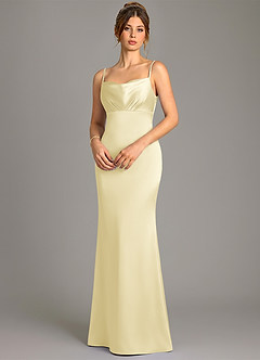 Azazie Reverie Bridesmaid Dresses Lemon Sorbet Mermaid Corset Stretch Satin Dress image2