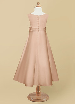 Azazie Lindy Flower Girl Dresses English Rose A-Line Pleated Matte Satin Dress image11