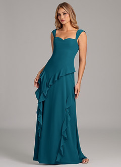 Azazie Sloane Bridesmaid Dresses Ink Blue A-Line Sweetheart Neckline Chiffon Dress image6