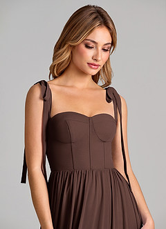 Azazie Anastacia 신부 들러리 드레스 A라인 스윗하트 네크라인 쉬폰 바닥 길이 드레스 image14