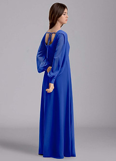 Azazie Bondi Junior Royal Blue A-Line Blouson Chiffon Dress image6