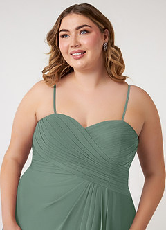 Azazie Arabella Allure Jurken voor bruidsmeisjes Converteerbaar Jurk van Chiffon met A-Lijn Sweetheart Halslijn Eucalyptus image19