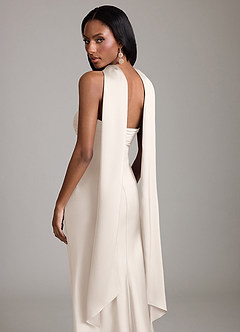 Azazie Saylor Vestidos de damas de honor Vestido Alabastro Blanco de Satén Elástico de Corte Sirena con Palabra de honor image16
