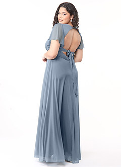 Azazie Induh Bridesmaid Dresses Twilight A-Line Flutter V-neck Mesh Dress image10