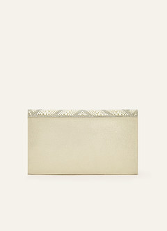 front Pearl Beaded Geometric Envelope Flap Clutch