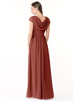 Azazie Organa Robes de demoiselle d'honneur Robe Trapèze en Mousseline de soie Plissée Auburn image4