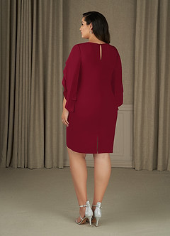 Azazie Carter Mother of the Bride Dresses Burgundy Sheath Ruched Stretch Chiffon Dress image8