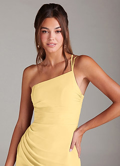 Azazie Eren Bridesmaid Dresses Butter Sheath One Shoulder Chiffon Dress image6