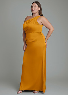 Azazie Akilah Brudtärnklänningar Klänning av Sjöjungfru i Stretch Satin One-shoulder Knäck image11