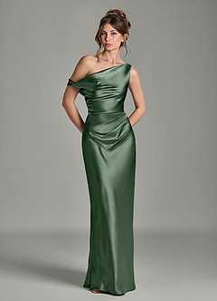 Azazie Emerson Morsiusneito Mekot Mrenneito Olkapään ulkopuolella Metallinen satiini Lattian pituus Pukeutua image3