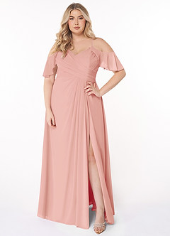 Azazie Dakota Bridesmaid Dresses Rosette A-Line V-Neck Pleated Chiffon Dress image11