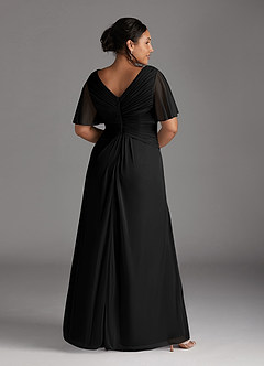 Azazie Emmeline Mother of the Bride Dresses Black A-Line V-Neck Pleated Mesh Dress image8