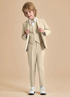 front Oliver Boys Tan 5-Piece Suit With Bow Tie