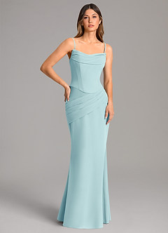 Azazie Sorrel Bridesmaid Dresses Sea Glass Mermaid Corset Chiffon Dress image2