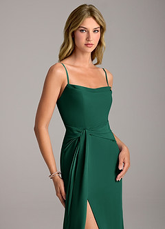 Azazie Tahlia Brautjungfernkleider A-Linie Gürtel/Schärpe Chiffon Kleid Smaragd image2