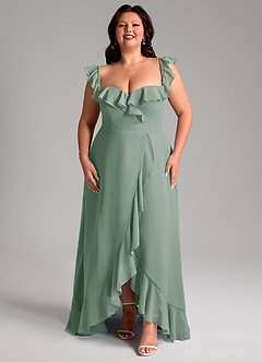 Azazie Lyra Bridesmaid Dresses Silver Sage A-Line Chiffon Convertible Dress image15