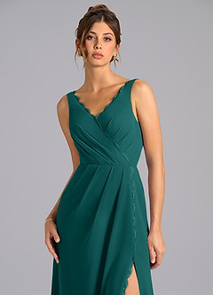 Azazie Bernice Final Sale Peacock A-Line Pleated Chiffon Dress image7