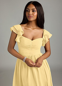 Azazie Anaya Brautjungfernkleider Eine Linie Herzausschnitt Chiffon Kleid Butter image6