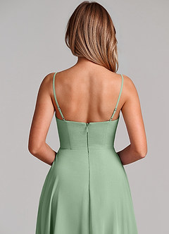 Azazie Elle Brautjungfernkleider A-Linie Plissee Chiffon Kleid Matcha image2