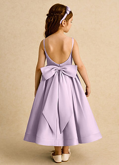 Azazie Babs Blumenmädchenkleider Ballkleid Plissee Matte Satin Kleid Frostiges Flieder image6