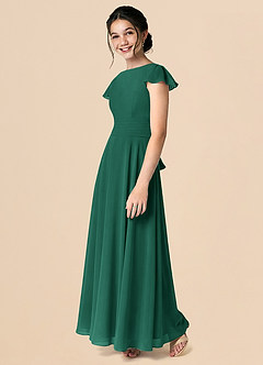Azazie Payton Emerald A-Line Bow Chiffon Dress image5