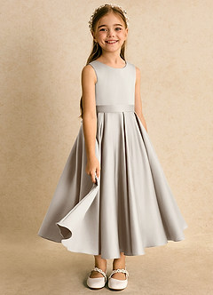 Azazie Junebuj vestidos de niña de las flores Vestido de Escarcha de Satin Mate de Princesa con Plisado image2