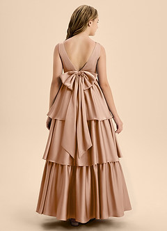 Azazie Meadowyn Junior Jurk van Stretch Satijn met A-Lijn Boog Engelse Roos image2