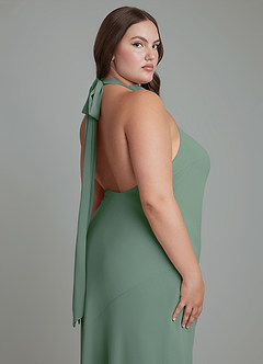 Azazie Velli Bridesmaid Dresses Eucalyptus Mermaid High Neck Chiffon Dress image14