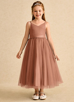 Azazie Patootie Flower Girl Dresses Bronzer A-Line Spaghetti Strap Tulle Dress image1